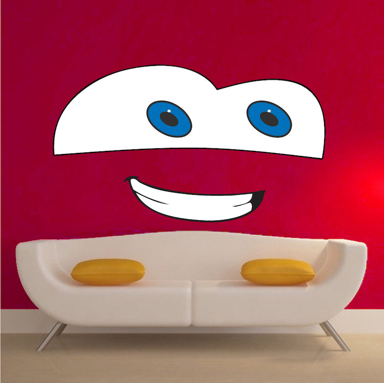 Cartoon Face Wall Decal Sticker Kids Cars Room Decor Dorm Rooms Removable Art, e32