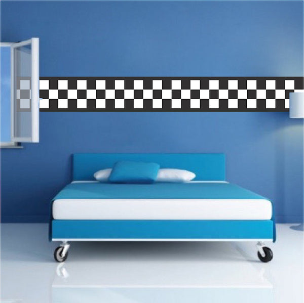 Checkered Flag Border Racing Cars Boys Bedroom Wall Decal Wallpaper Border, b42