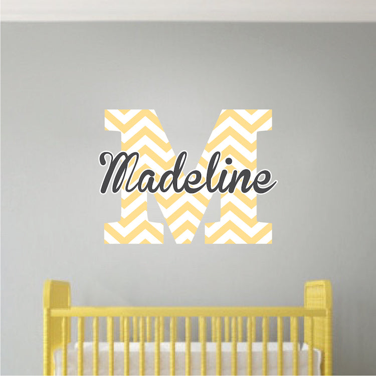 Nursery and Kids Custom Name Initial Wall Decal Personalized Wall Bedroom Decor Monogram, n01