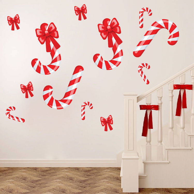 Candy Cane Wall Decal Decor Peppermint Removable Winter Decorations Room Christmas Sweets, h39