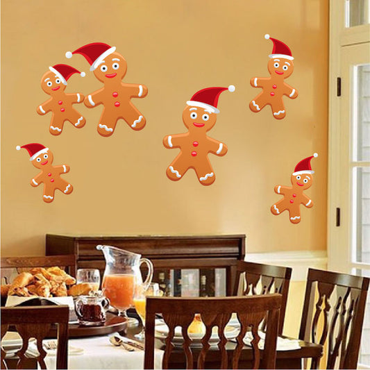 Gingerbread Wall Decals Christmas Wall Decor Removable Decorations Winter Ginger Bread Art, h33
