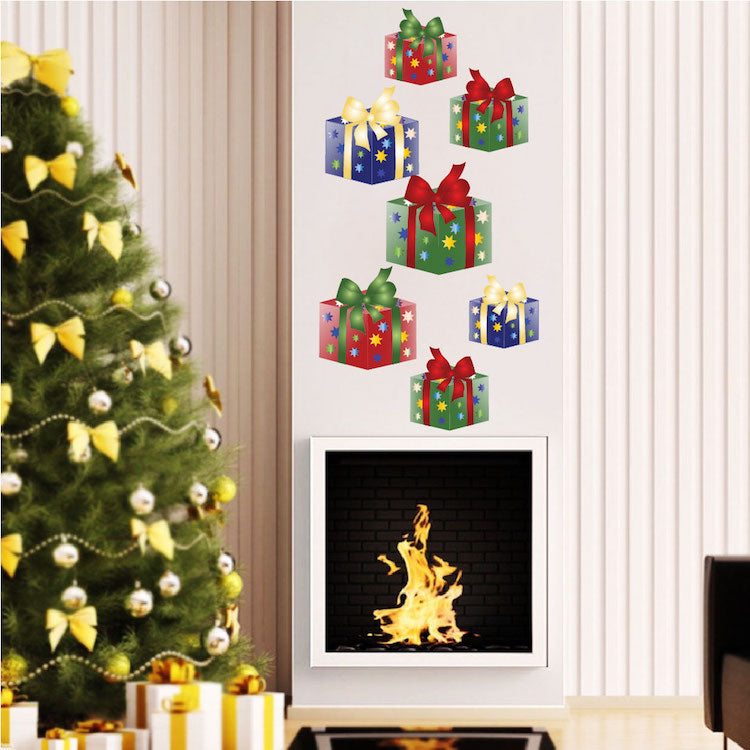 Christmas Present Wall Decal Decor Removable Winter Decorations Room Wall Decal, h40