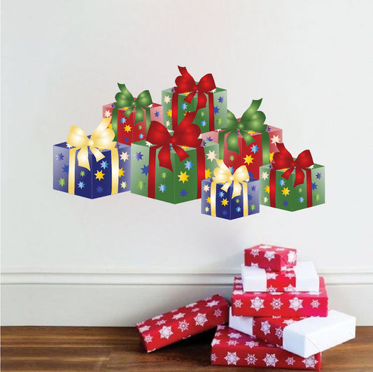 Christmas Present Wall Decal Decor Removable Winter Decorations Room Wall Decal, h40