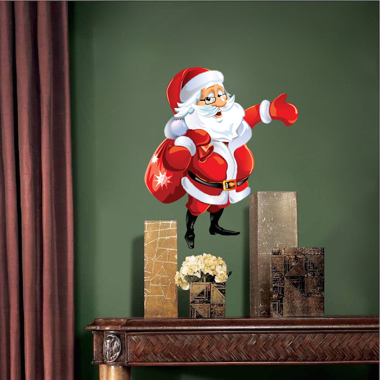 Santa Claus Wall Decal Decor Christmas Removable Winter Decorations Room Wall Decal, h83