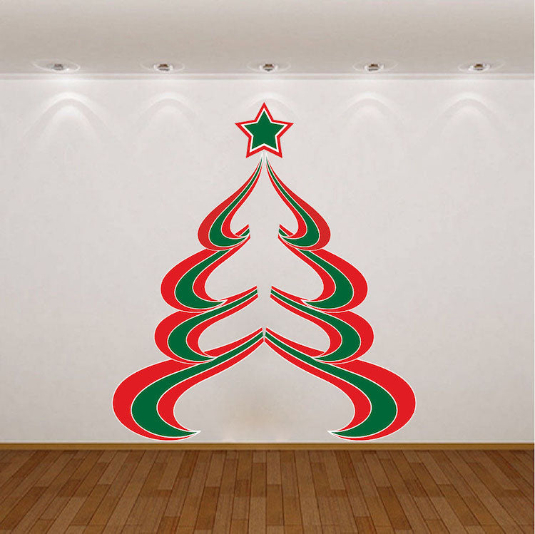 Abstract Christmas Tree Wall Decal Decor Removable Winter Decorations Room Wall Decal