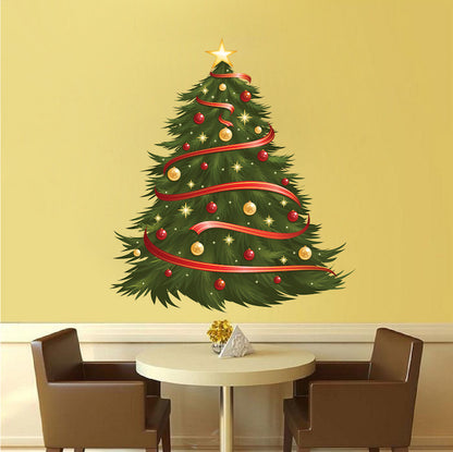Decorated Christmas Tree Wall Decal Decor Removable Winter Decorations Room Wall Decal, h74