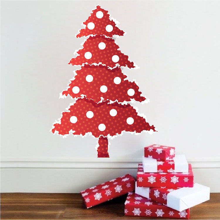 Red Paper Christmas Tree Wall Decal Decor Removable Winter Decorations Room Wall Decal, h61