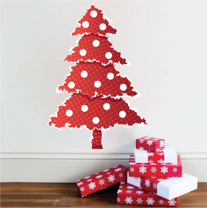 Red Paper Christmas Tree Wall Decal Decor Removable Winter Decorations Room Wall Decal, h61
