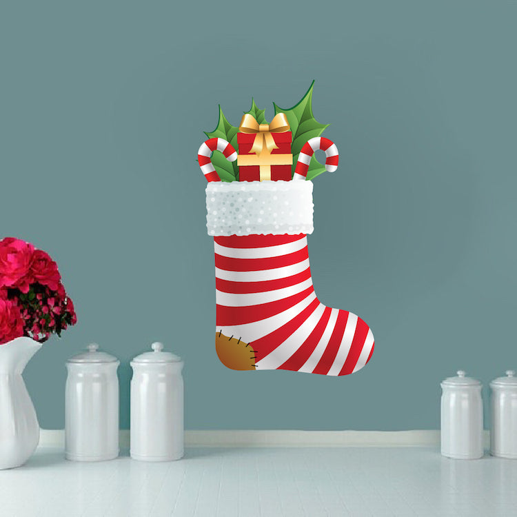 Christmas Stocking Wall Decal Decor Fireplace Removable Winter Decorations Room Gifts, h86