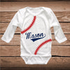 Baseball Stitch Sports Custom T-Shirt Bib or Onesie with Name, aa21