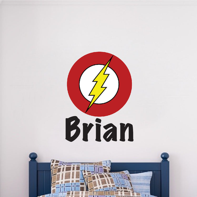 Super Hero Logo Wall Decal Wall Art Kids Bedroom Custom Name Decor Superhero Sticker, e27