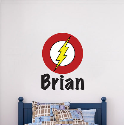 Super Hero Logo Wall Decal Wall Art Kids Bedroom Custom Name Decor Superhero Sticker, e27