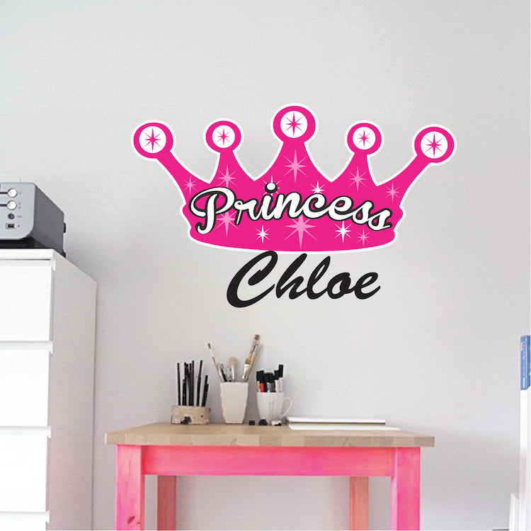 Custom Princess Wall Decal Girl's Room Wall Art Sticker Removable Princess Girl Bedroom Decor, n18