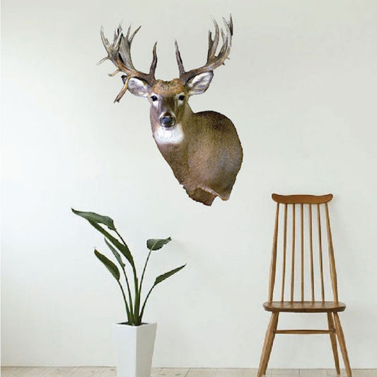 Deer Head Wall Decal Wild Animal Wildlife Wall Decor Hunting Sticker Bedroom Apartment Wall Art, c00