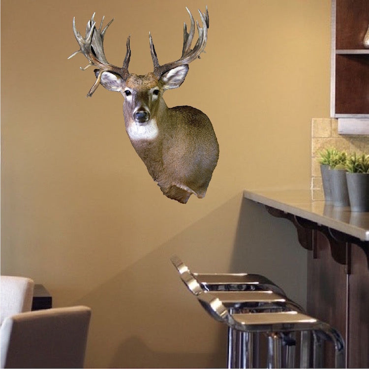 Deer Head Wall Decal Wild Animal Wildlife Wall Decor Hunting Sticker Bedroom Apartment Wall Art, c00
