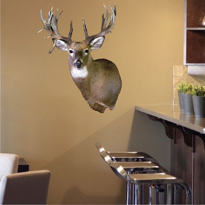Deer Head Wall Decal Wild Animal Wildlife Wall Decor Hunting Sticker Bedroom Apartment Wall Art, c00