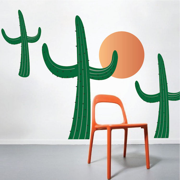 Cactus Wall Decal Mural Removable Sun Wall Decor Cacti Desert Bedroom Art Mural, n39