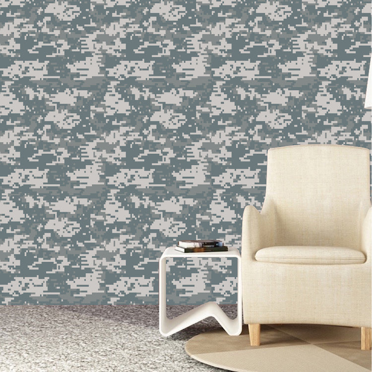 Digital Camouflage Wall Covering Decal Green Camo Wallpaper Hunting Wall Decal, w10