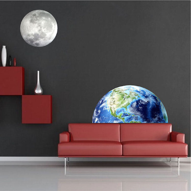 Half Earth Wall Decal Mural Kids Room Wall Sticker Bedroom Apartment Decor Removable Wall Decor, c21