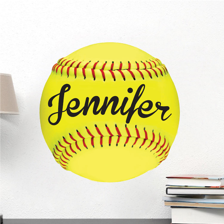 Custom Softball Wall Decal Personalized Name Soft ball Mural Kids Room Sports Wall Vinyl Decor, s69