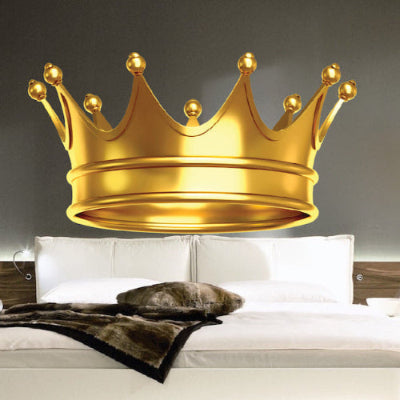 Gold Crown Wall Decal Bedroom Crown Wallpaper Removable King or Queen Crown Wall Art, s95