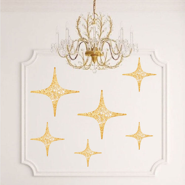 Gold Stars Wall Decal Kids Star Wallpaper Decor Bedroom Pattern Removable Decals, h48
