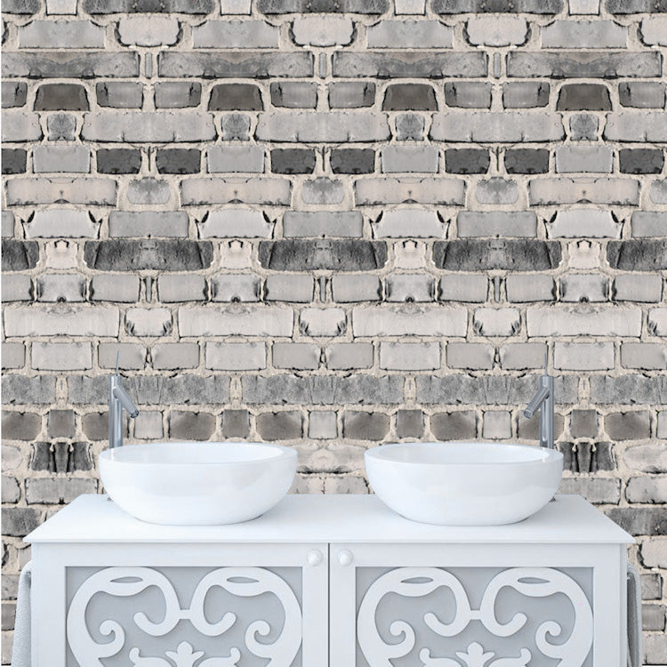 Grey Brick Wallpaper Wall Decal Removable Bricks Wall Paper Vinyl Bricks Decals, w01