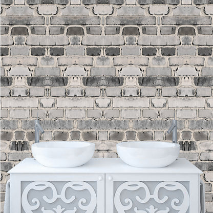 Grey Brick Wallpaper Wall Decal Removable Bricks Wall Paper Vinyl Bricks Decals, w01