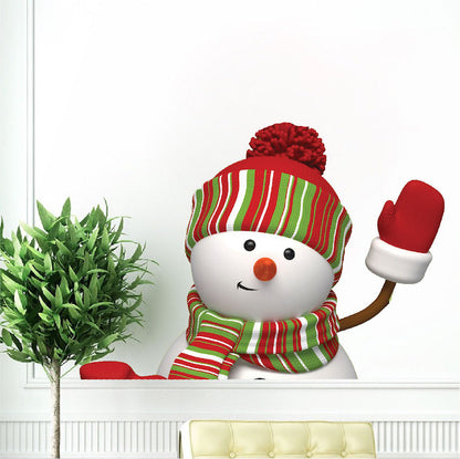 Waving Snowman Wall Decal Decor Removable Winter Snow Man Decorations Room Wall Decal, h51
