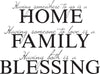 Home Decor Family Blessing Wall Decal Living Room Dinning Room Sticker