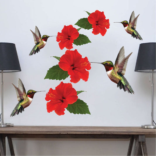 Hummingbird Wall Decal Animal Wall Decor Kids Apartment Bedroom Wallpaper Decal, a01