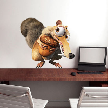 Squirrel Wall Decal Kids Cartoon Wall Decor Toys Movie Wall Mural, s19
