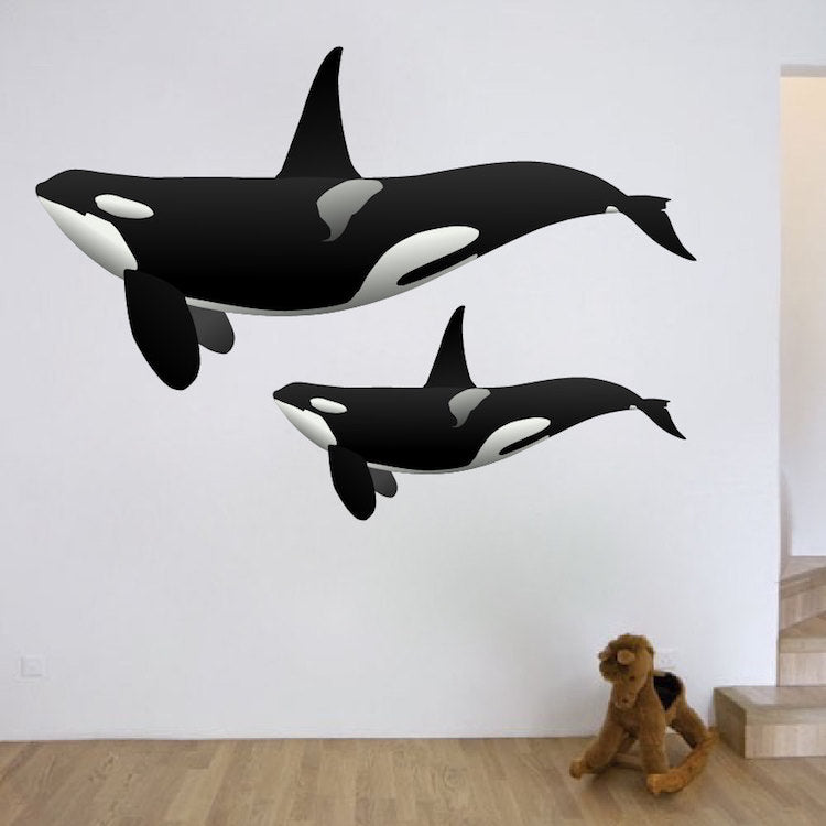 Orca Whale Wall Decal Animal Decor Ocean Sea Life Stickers Removable Wall Killer Whales, n21
