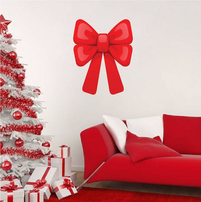 Large Christmas Bow Wall Decal Decor Removable Winter Bow Decorations Room Wall Decal, h44