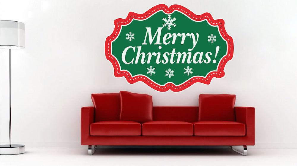 Merry Christmas Wall Decal Living Room Decor Apartment Happy Holidays Art Bedroom Sticker, h62