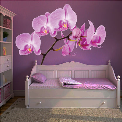Orchid Flower Wall Decal Mural Removable Flowers Wall Decor Bedroom Art Mural, c10