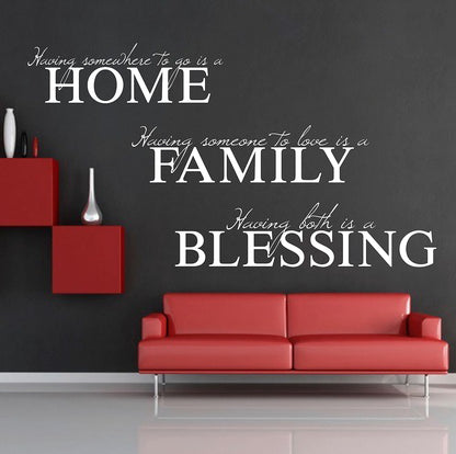 Home Decor Family Blessing Wall Decal Living Room Dinning Room Sticker