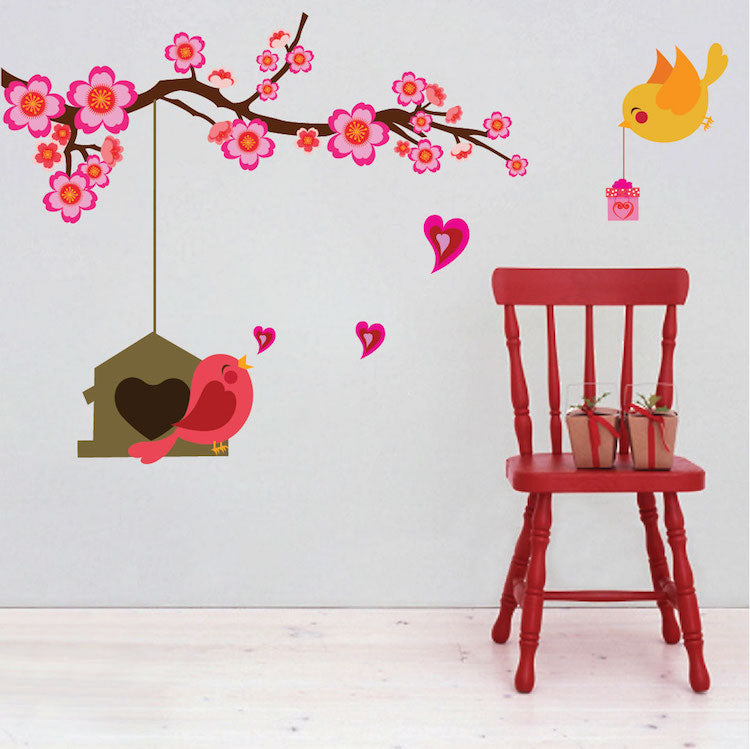 Nursery Bird Branch Wall Decal Peel and Stick Baby Girl Room Decals Nursery Decals, n20