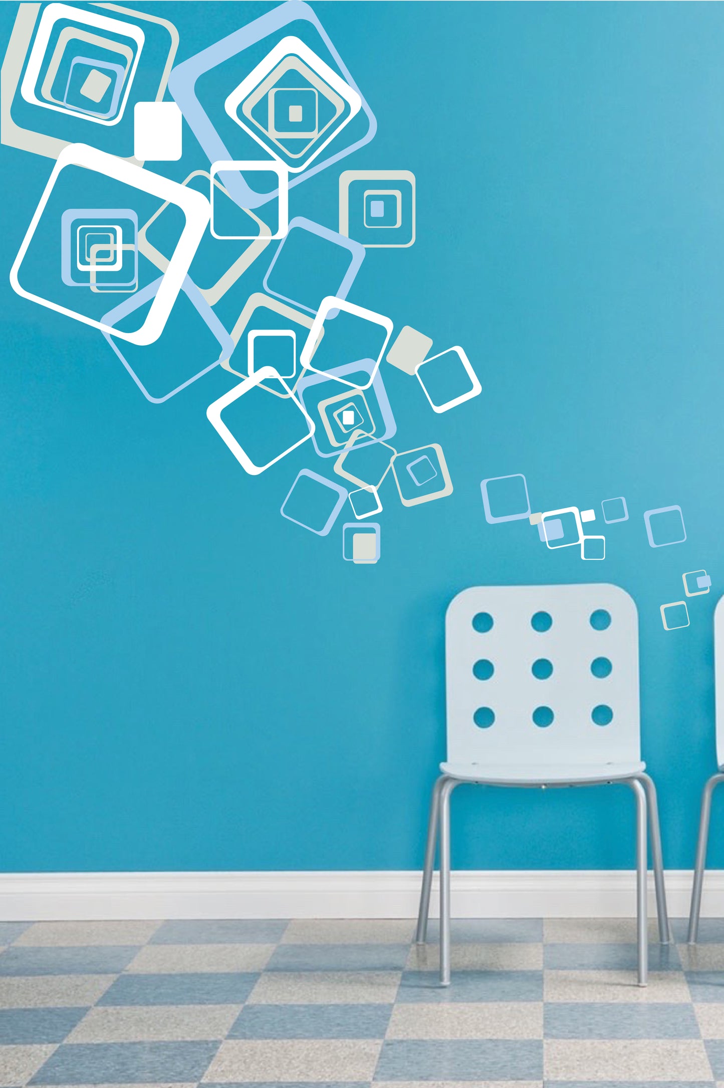 Square Wall Decals Peel and Stick Decal Square Office Decals Colorful Wall Decals, e46