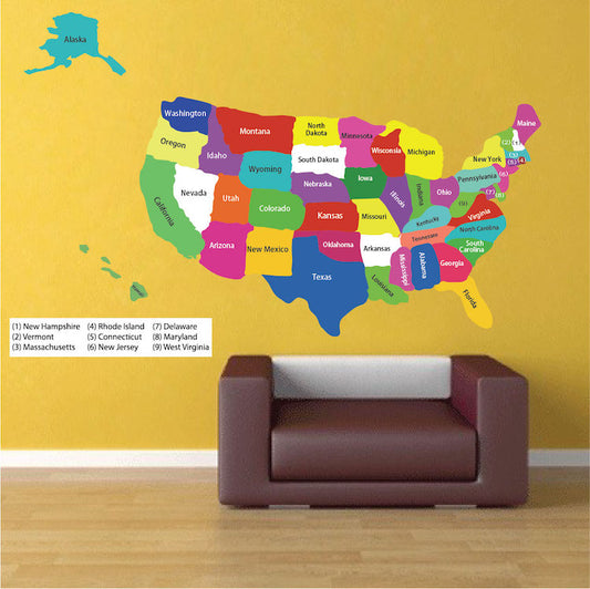 United States of America Wall Sticker New York Wall Decor America Wall Decal USA Bedroom Art, n31