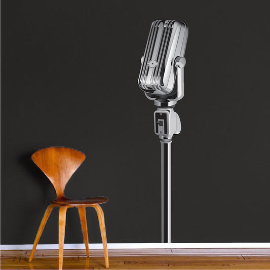Microphone Wall Decal Sticker Dorm Room Musical Notes Music Wall Mural Mic Removable Music Art, c40