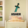 Boys Sword Personalized Name Wall Decal Video Game Wall Decor Kids Bedroom Wallpaper Decal, s32