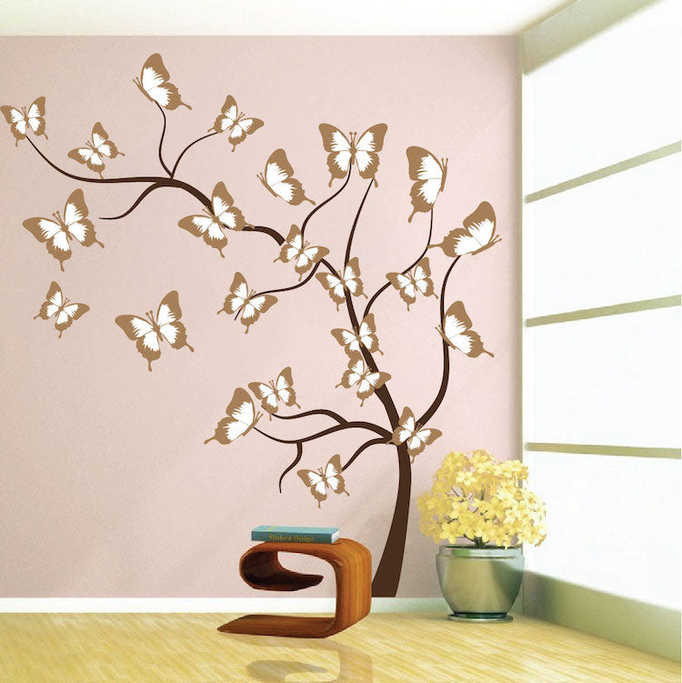 Custom Butterfly Tree Wall Decal Peel and Stick Nursery Tree Large Tree Decal, n57