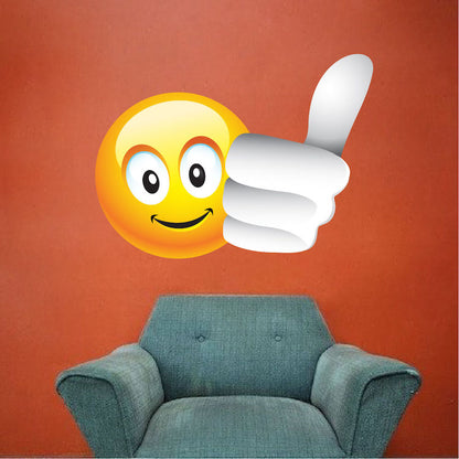 Thumbs Up Smiley Face Wall Decal Room Decor Text Emoji Removable Wall Sticker, n74