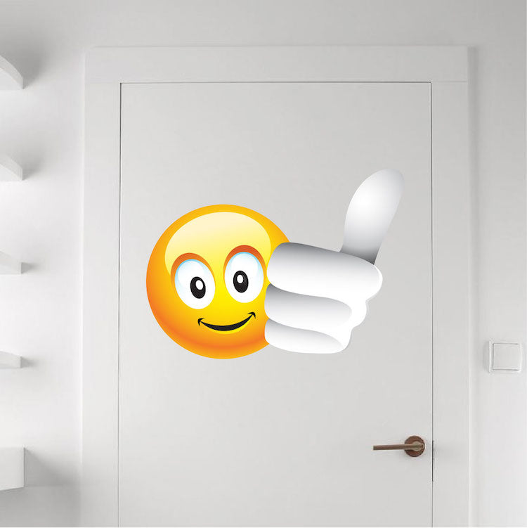 Thumbs Up Smiley Face Wall Decal Room Decor Text Emoji Removable Wall Sticker, n74