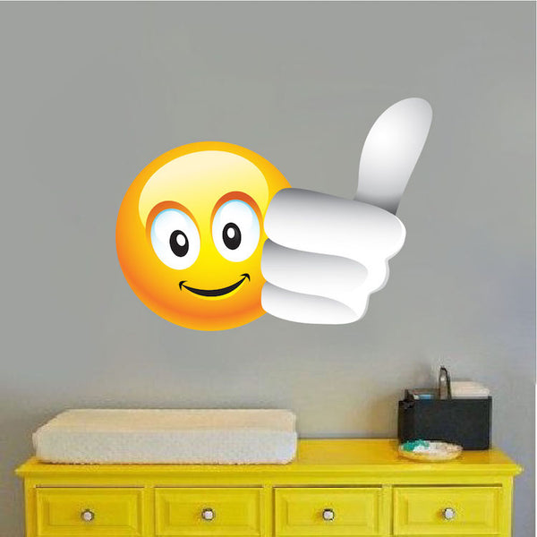 Thumbs Up Smiley Face Wall Decal Room Decor Text Emoji Removable Wall Sticker, n74