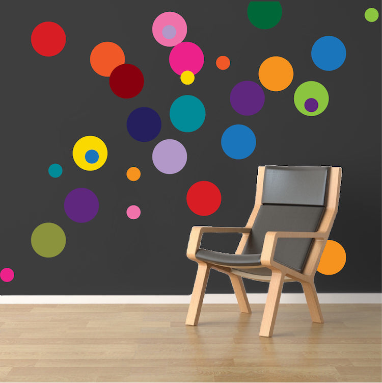 Colorful Dots Wall Decal Kids Room Colors Decor Removable Dot Customizable Wall Stickers, d11