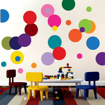 Colorful Dots Wall Decal Kids Room Colors Decor Removable Dot Customizable Wall Stickers, d11