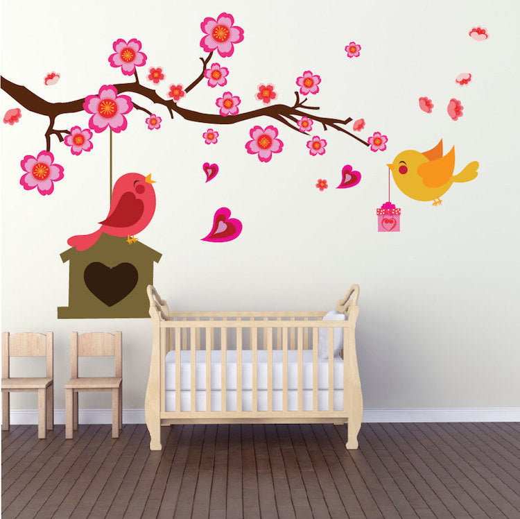 Nursery Bird Branch Wall Decal Peel and Stick Baby Girl Room Decals Nursery Decals, n20