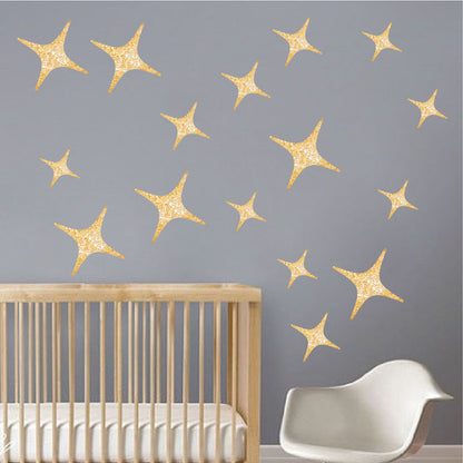 Gold Stars Wall Decal Kids Star Wallpaper Decor Bedroom Pattern Removable Decals, h48